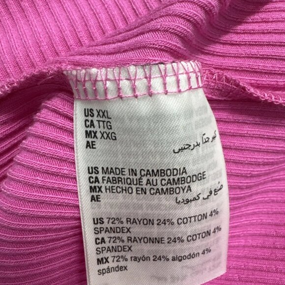 Jenni Plus Size Ribbed Short-Sleeve Top Pink XXL - Picture 4 of 4